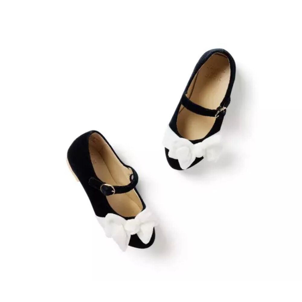 Janie and Jack Velvet Bow Ballet Flat in Black Size 9